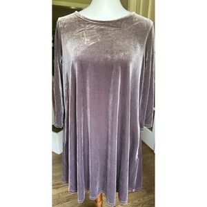 Agnes & Dora Velvet Swing Dress Purple Long Sleeve Size L Soft Stretchy A-Line